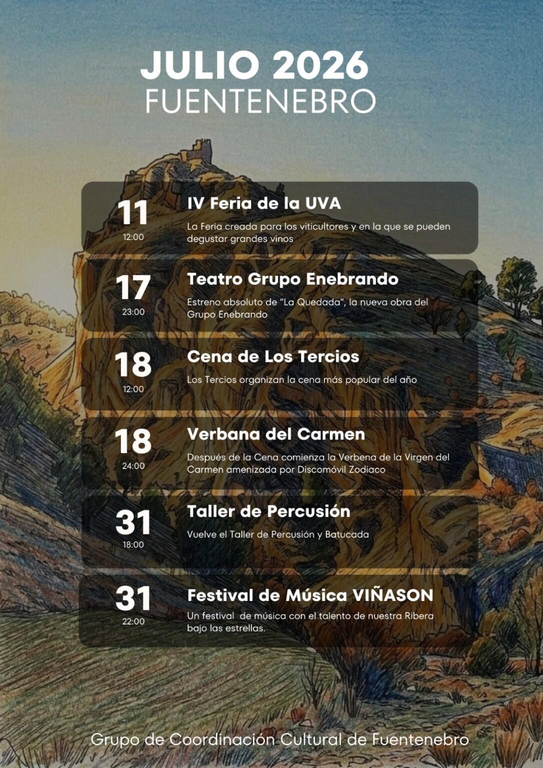 La unión de las asociaciones convierte julio en un gran mes cultural en Fuentenebro 